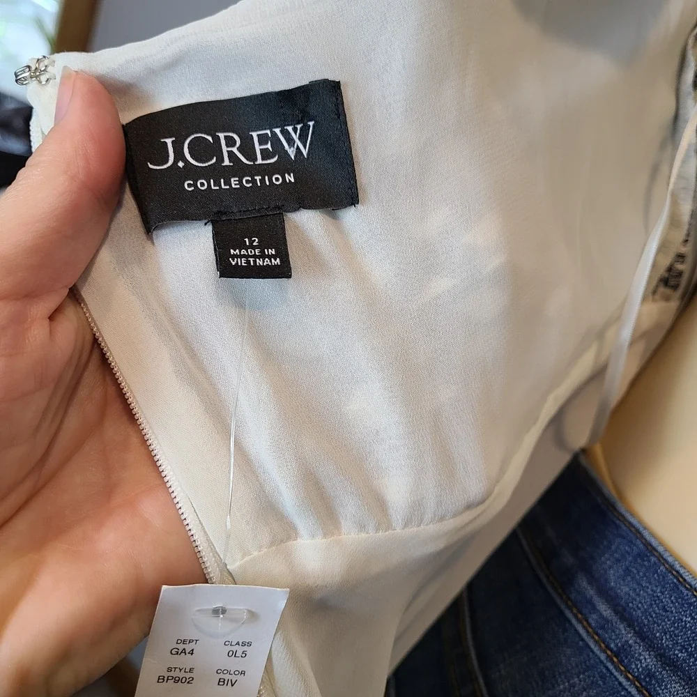J crew collection tie neck maxi dress cap sleeve gingham black sz 12 Cottage NEW